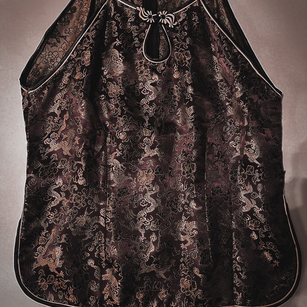 Elegant Black and Gold Brocade Top